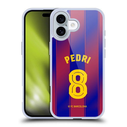 FC Barcelona 2025/26 Players Home Kit Pedri Soft Gel Case for Apple iPhone 16