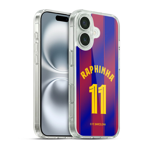FC Barcelona 2025/26 Players Home Kit Raphinha Soft Gel Case for Apple iPhone 16 & MagSafe