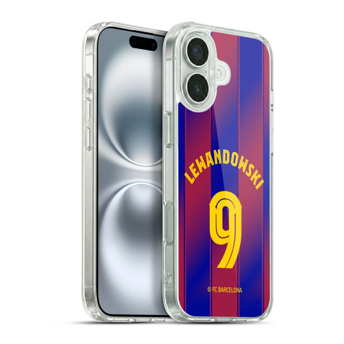FC Barcelona 2025/26 Players Home Kit Robert Lewandowski Soft Gel Case for Apple iPhone 16 Plus & MagSafe