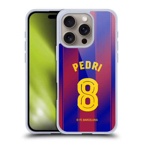 FC Barcelona 2025/26 Players Home Kit Pedri Soft Gel Case for Apple iPhone 16 Pro