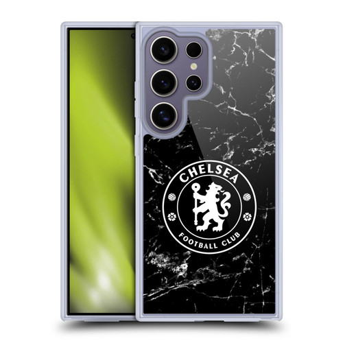 Chelsea Football Club Crest Black Marble Soft Gel Case for Samsung Galaxy S25 Ultra