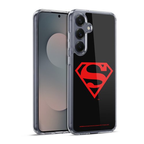 Superman DC Comics Logos Black And Red Soft Gel Case for Samsung Galaxy S25+ & MagSafe