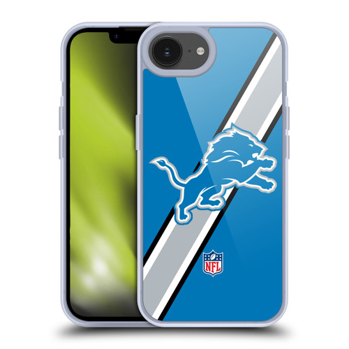 NFL Detroit Lions Logo Stripes Soft Gel Case for Apple iPhone 16e