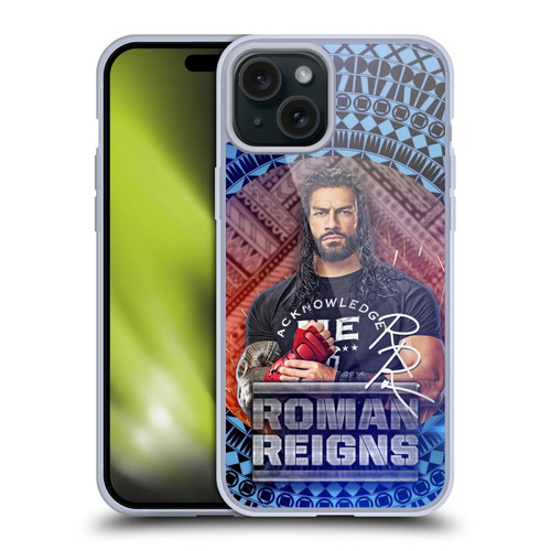 WWE Roman Reigns Tribal Pattern Soft Gel Case for Apple iPhone 15 Plus & MagSafe