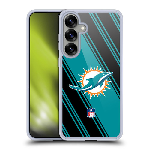 NFL Miami Dolphins Artwork Stripes Soft Gel Case for Samsung Galaxy S25+