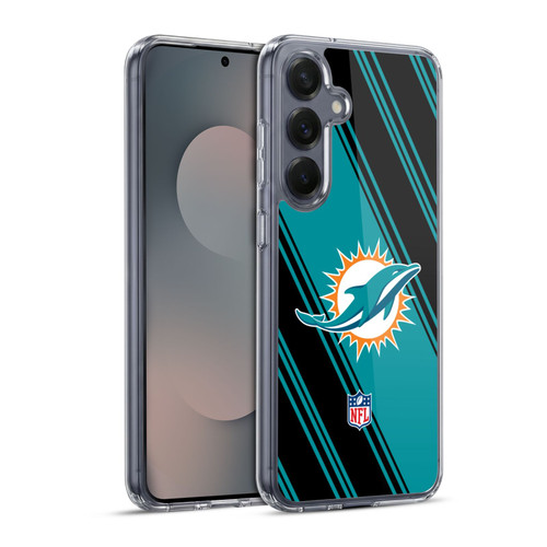 NFL Miami Dolphins Artwork Stripes Soft Gel Case for Samsung Galaxy S25+