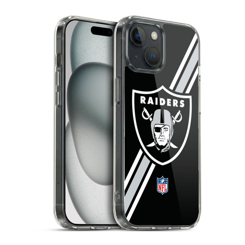 NFL Las Vegas Raiders Logo Stripes Soft Gel Case for Apple iPhone 15 & MagSafe