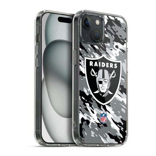 NFL Las Vegas Raiders Logo Camou Soft Gel Case for Apple iPhone 15 Plus & MagSafe