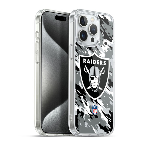 NFL Las Vegas Raiders Logo Camou Soft Gel Case for Apple iPhone 15 Pro Max & MagSafe