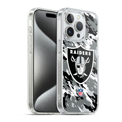 NFL Las Vegas Raiders Logo Camou Soft Gel Case for Apple iPhone 15 Pro & MagSafe