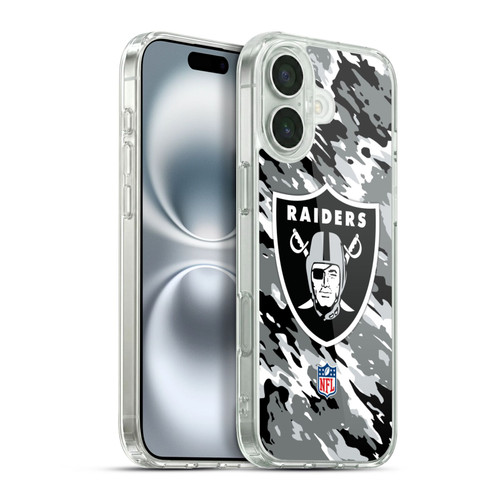 NFL Las Vegas Raiders Logo Camou Soft Gel Case for Apple iPhone 16 Plus & MagSafe