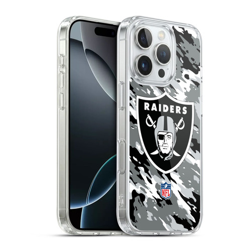 NFL Las Vegas Raiders Logo Camou Soft Gel Case for Apple iPhone 16 Pro & MagSafe