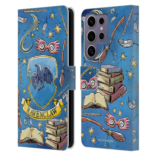 Harry Potter Deathly Hallows XIII Ravenclaw Pattern Leather Book Wallet Case Cover For Samsung Galaxy S25 Ultra