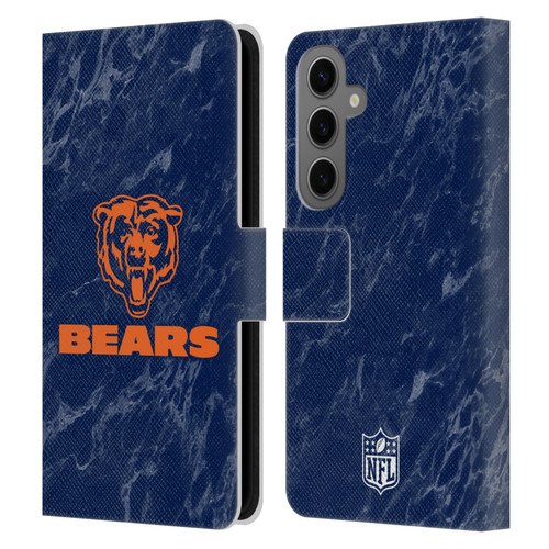NFL Chicago Bears Graphics Coloured Marble Leather Book Wallet Case Cover For Samsung Galaxy S25