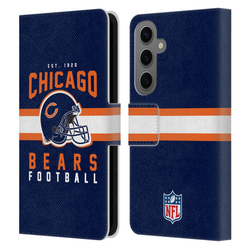 NFL Chicago Bears Graphics Helmet Typography Leather Book Wallet Case Cover For Samsung Galaxy S25