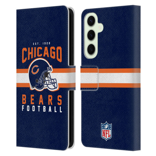 NFL Chicago Bears Graphics Helmet Typography Leather Book Wallet Case Cover For Samsung Galaxy S25+