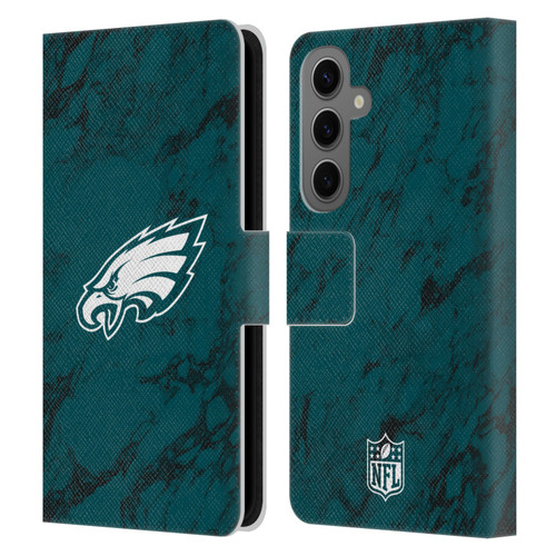 NFL Philadelphia Eagles Graphics Coloured Marble Leather Book Wallet Case Cover For Samsung Galaxy S25