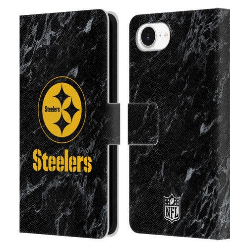 NFL Pittsburgh Steelers Graphics Coloured Marble Leather Book Wallet Case Cover For Apple iPhone 16e / Apple iPhone 17e