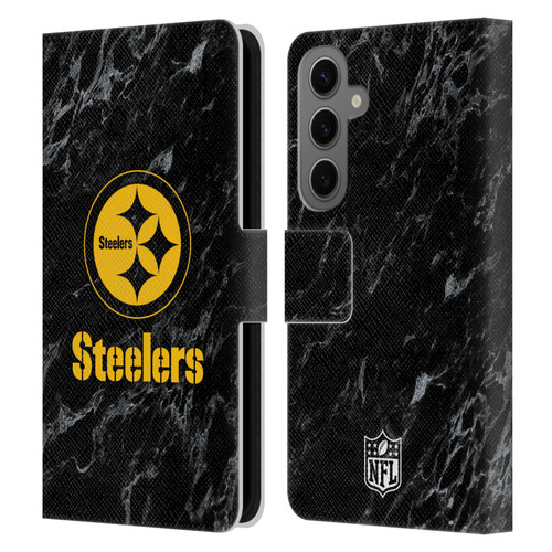 NFL Pittsburgh Steelers Graphics Coloured Marble Leather Book Wallet Case Cover For Samsung Galaxy S25