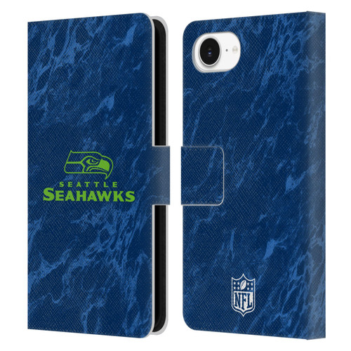 NFL Seattle Seahawks Graphics Coloured Marble Leather Book Wallet Case Cover For Apple iPhone 16e / Apple iPhone 17e