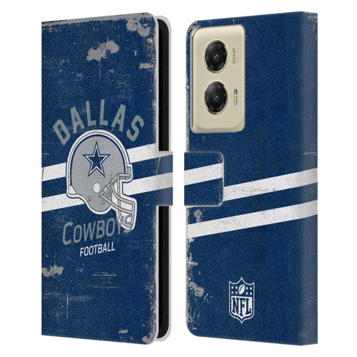 NFL Dallas Cowboys Logo Art Helmet Distressed Leather Book Wallet Case Cover For Motorola Moto G Stylus 5G (2024)