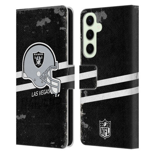 NFL Las Vegas Raiders Logo Art Helmet Distressed Look 100th Leather Book Wallet Case Cover For Samsung Galaxy S25+
