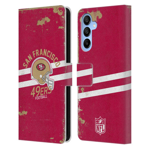NFL San Francisco 49ers Logo Art Helmet Distressed Leather Book Wallet Case Cover For Samsung Galaxy A16 5G