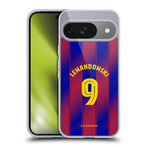 FC Barcelona 2025/26 Players Home Kit Robert Lewandowski Soft Gel Case for Google Pixel 9 / Pixel 9 Pro