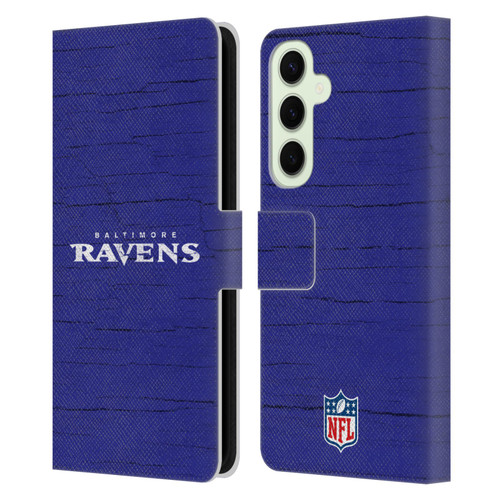 NFL Baltimore Ravens Logo Distressed Look Leather Book Wallet Case Cover For Samsung Galaxy S25+