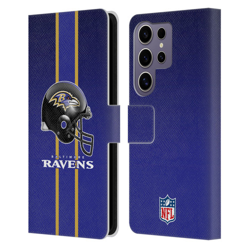 NFL Baltimore Ravens Logo Helmet Leather Book Wallet Case Cover For Samsung Galaxy S25 Ultra