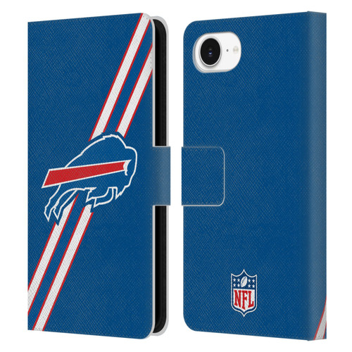 NFL Buffalo Bills Logo Stripes Leather Book Wallet Case Cover For Apple iPhone 16e
