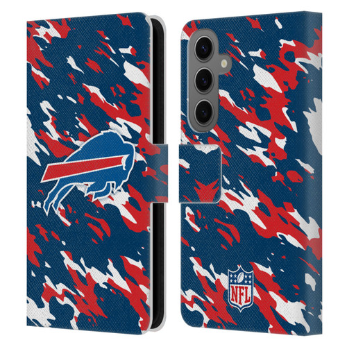 NFL Buffalo Bills Logo Camou Leather Book Wallet Case Cover For Samsung Galaxy S25