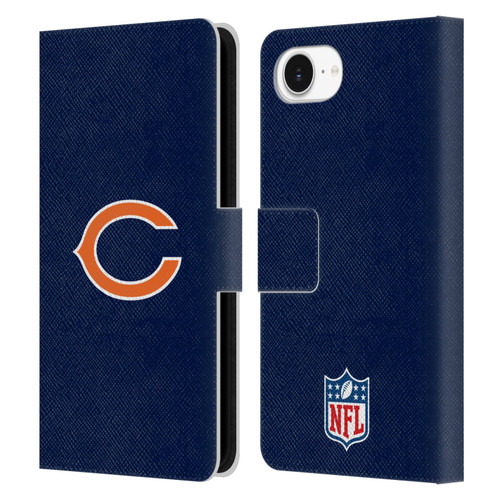 NFL Chicago Bears Logo Plain Leather Book Wallet Case Cover For Apple iPhone 16e