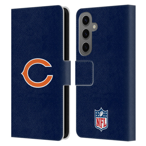 NFL Chicago Bears Logo Plain Leather Book Wallet Case Cover For Samsung Galaxy S25