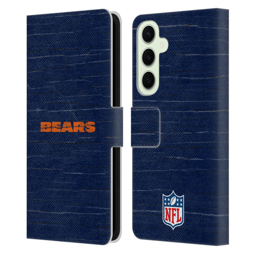 NFL Chicago Bears Logo Distressed Look Leather Book Wallet Case Cover For Samsung Galaxy S25+