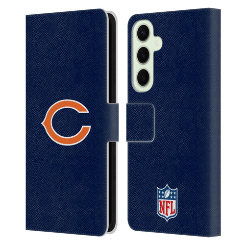 NFL Chicago Bears Logo Plain Leather Book Wallet Case Cover For Samsung Galaxy S25+