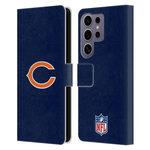 NFL Chicago Bears Logo Plain Leather Book Wallet Case Cover For Samsung Galaxy S25 Ultra