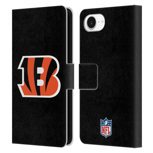 NFL Cincinnati Bengals Logo Plain Leather Book Wallet Case Cover For Apple iPhone 16e