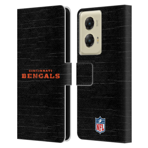 NFL Cincinnati Bengals Logo Distressed Look Leather Book Wallet Case Cover For Motorola Moto G Stylus 5G (2024)
