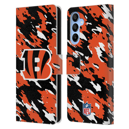 NFL Cincinnati Bengals Logo Camou Leather Book Wallet Case Cover For Samsung Galaxy A16 5G