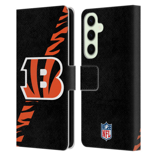 NFL Cincinnati Bengals Logo Stripes Leather Book Wallet Case Cover For Samsung Galaxy S25+