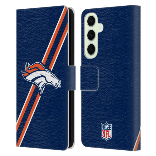 NFL Denver Broncos Logo Stripes Leather Book Wallet Case Cover For Samsung Galaxy S25+