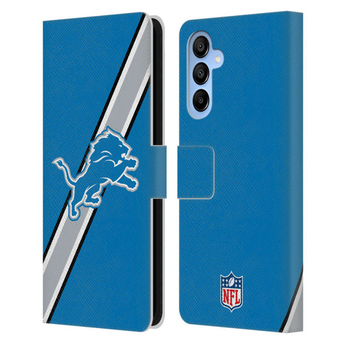 NFL Detroit Lions Logo Stripes Leather Book Wallet Case Cover For Samsung Galaxy A16 5G