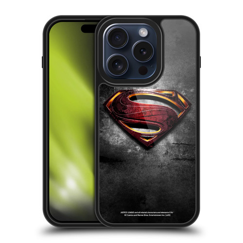 Justice League Movie Superman Logo Art Man Of Steel Gel Armour Case For Apple iPhone 15 Pro