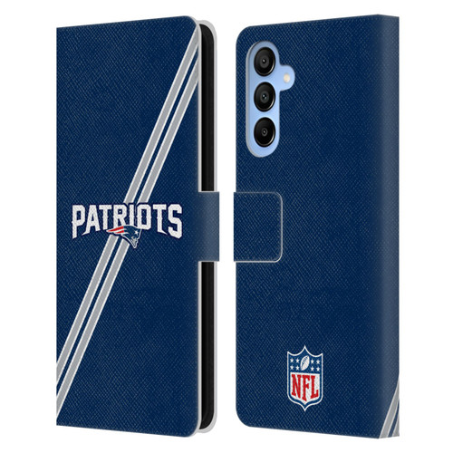 NFL New England Patriots Logo Stripes Leather Book Wallet Case Cover For Samsung Galaxy A16 5G