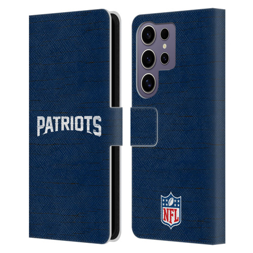 NFL New England Patriots Logo Distressed Look Leather Book Wallet Case Cover For Samsung Galaxy S25 Ultra