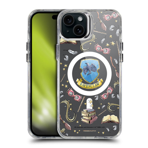 Harry Potter Magical Icons Ravenclaw Pattern SHOCKPROOF BUMPER CASE COMPATIBLE WITH Apple iPhone 15 Plus & MAGSAFE