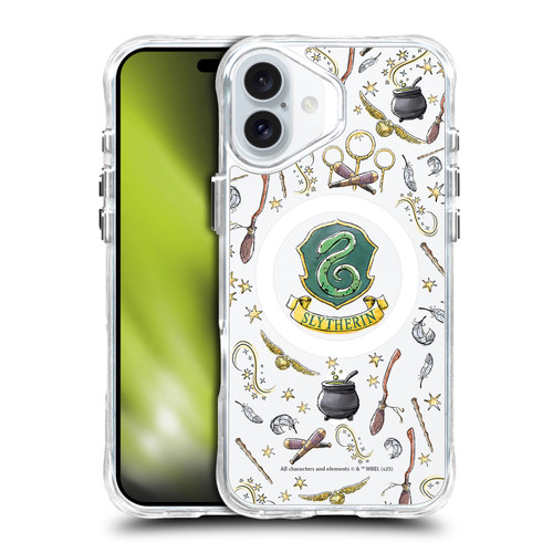Harry Potter Magical Icons Slytherin Pattern SHOCKPROOF BUMPER CASE COMPATIBLE WITH Apple iPhone 16 Plus & MAGSAFE