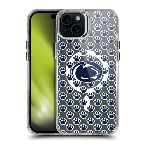 Pennsylvania State University PSU The Pennsylvania State University Paw Mark Pattern SHOCKPROOF BUMPER CASE COMPATIBLE WITH Apple iPhone 15 Plus & MAGSAFE