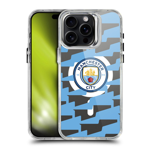 Manchester City Man City FC Logo Icon Patterns SHOCKPROOF BUMPER CASE COMPATIBLE WITH Apple iPhone 15 Pro Max & MAGSAFE